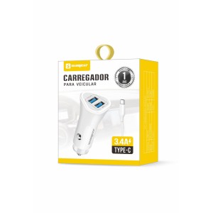 (SX-C20-C) - Carregador Veicular + Cabo Tipo C - [Caixa com 300 peças]